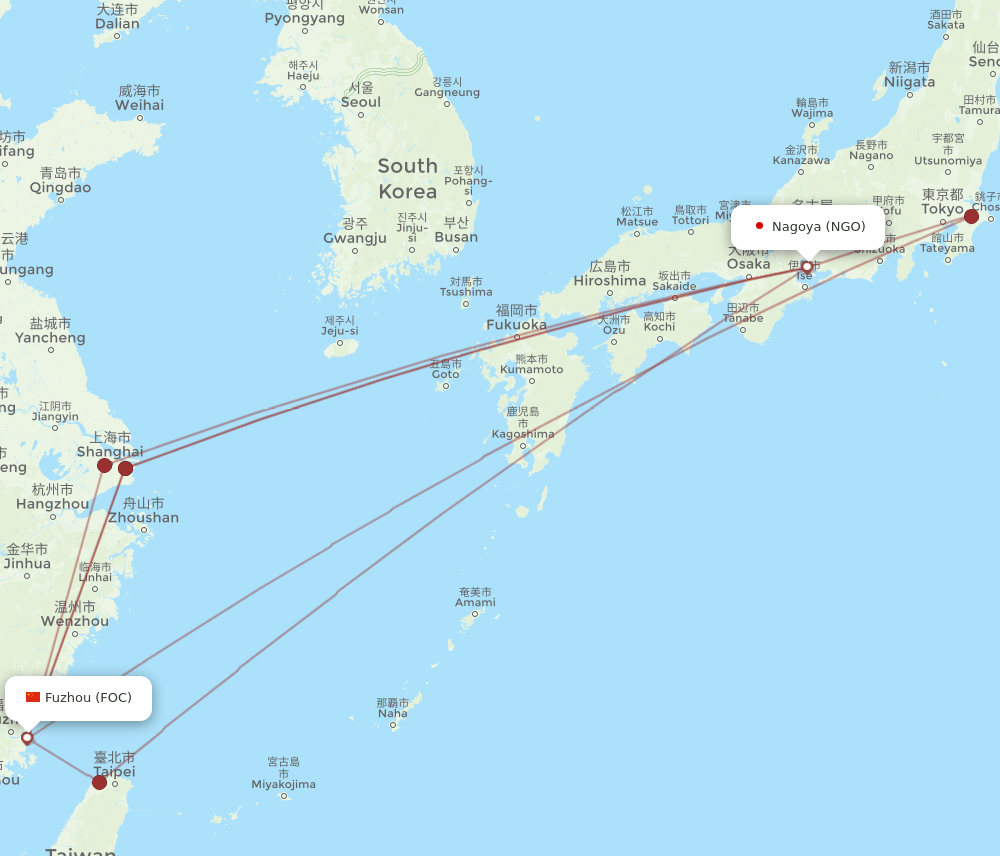 FOC-NGO flight routes