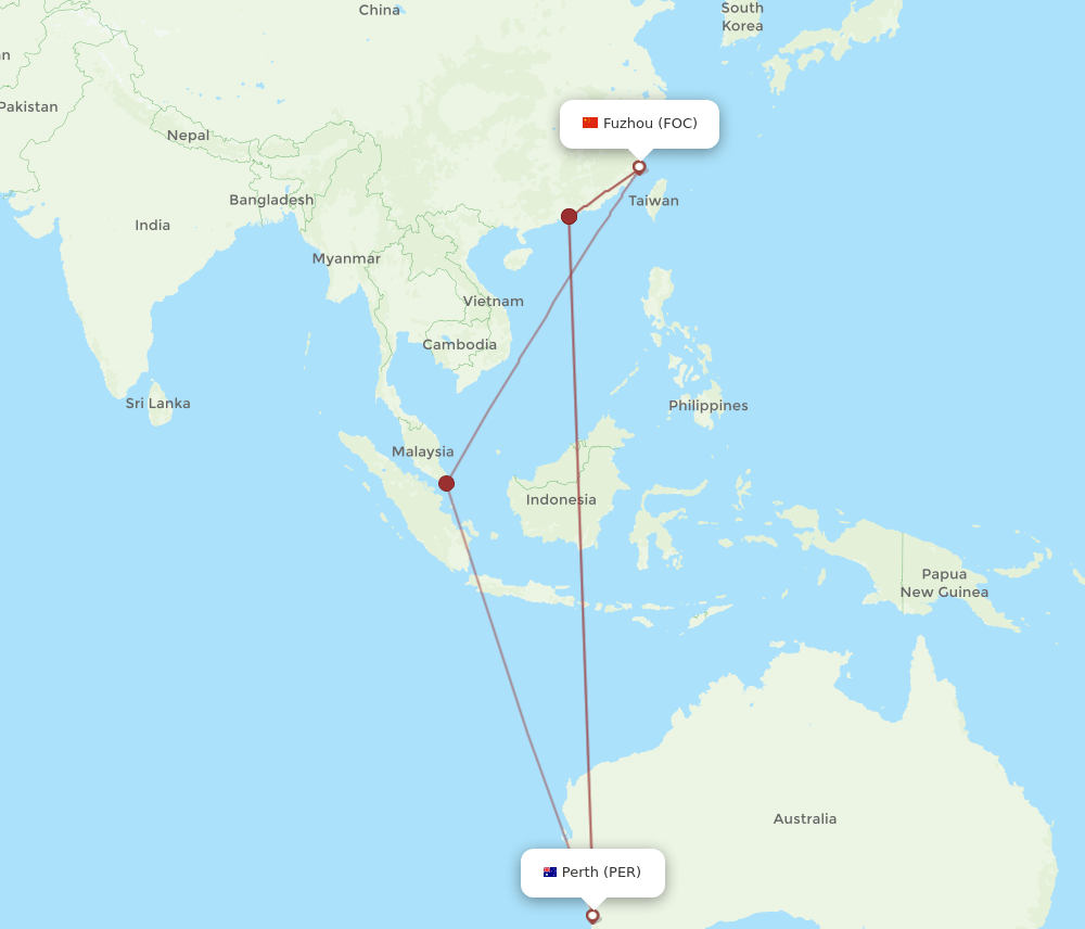 FOC-PER flight routes