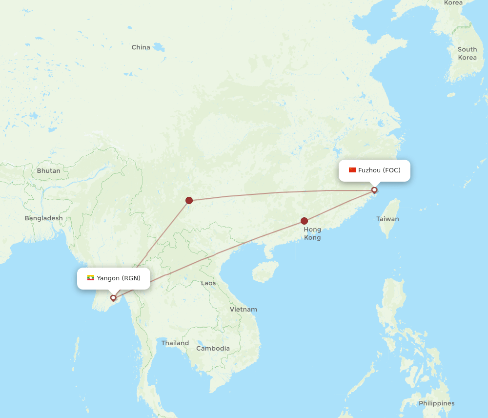 FOC-RGN flight routes