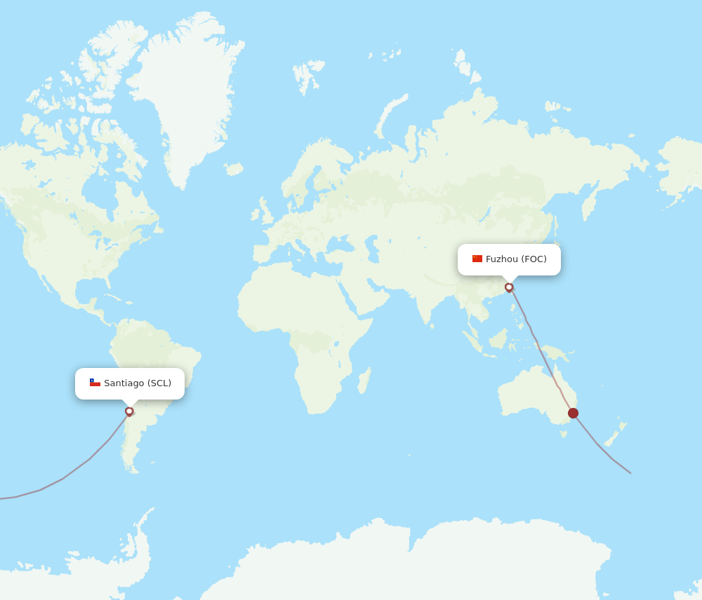 SCL to FOC flights and routes map