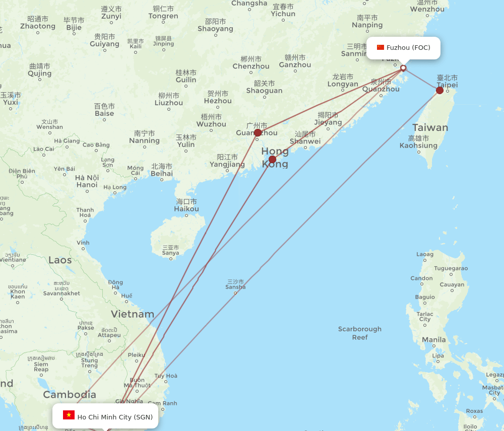 FOC-SGN flight routes