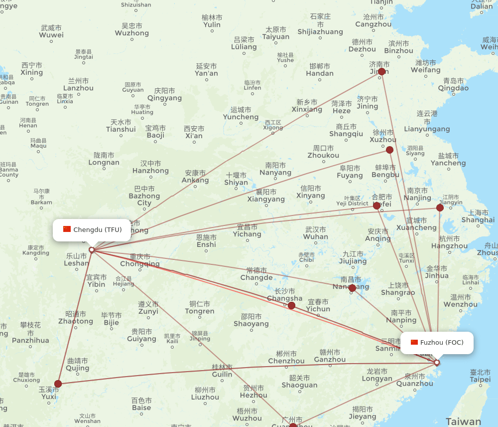 FOC-TFU flight routes
