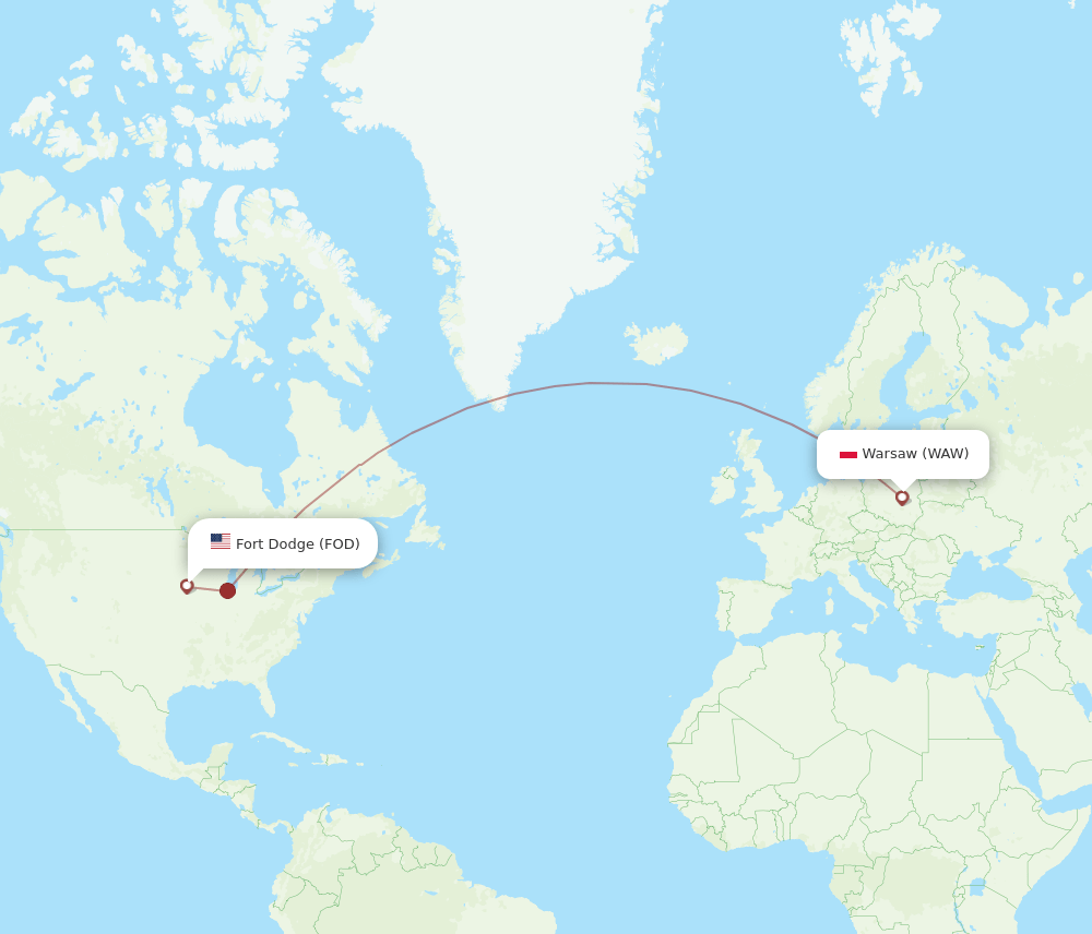 FOD-WAW flight routes