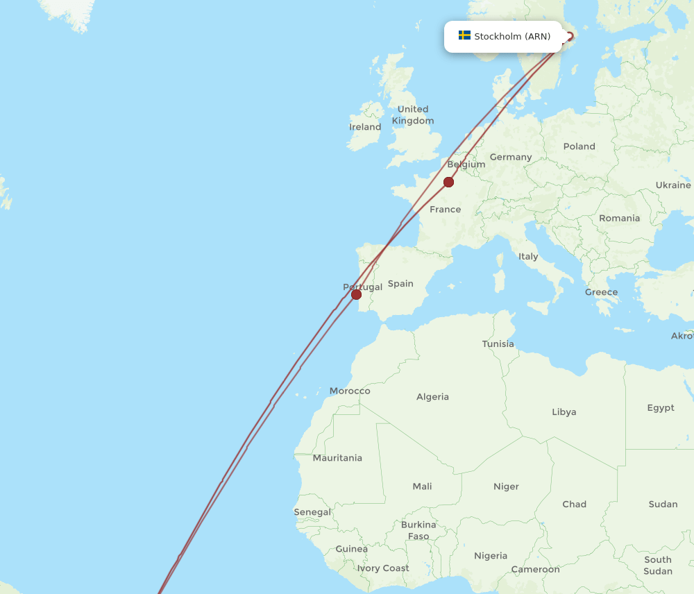 FOR-ARN flight routes