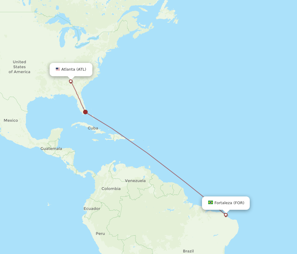 FOR to ATL flights and routes map