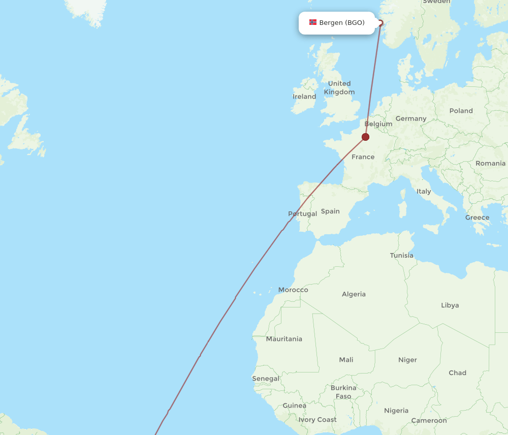 FOR-BGO flight routes