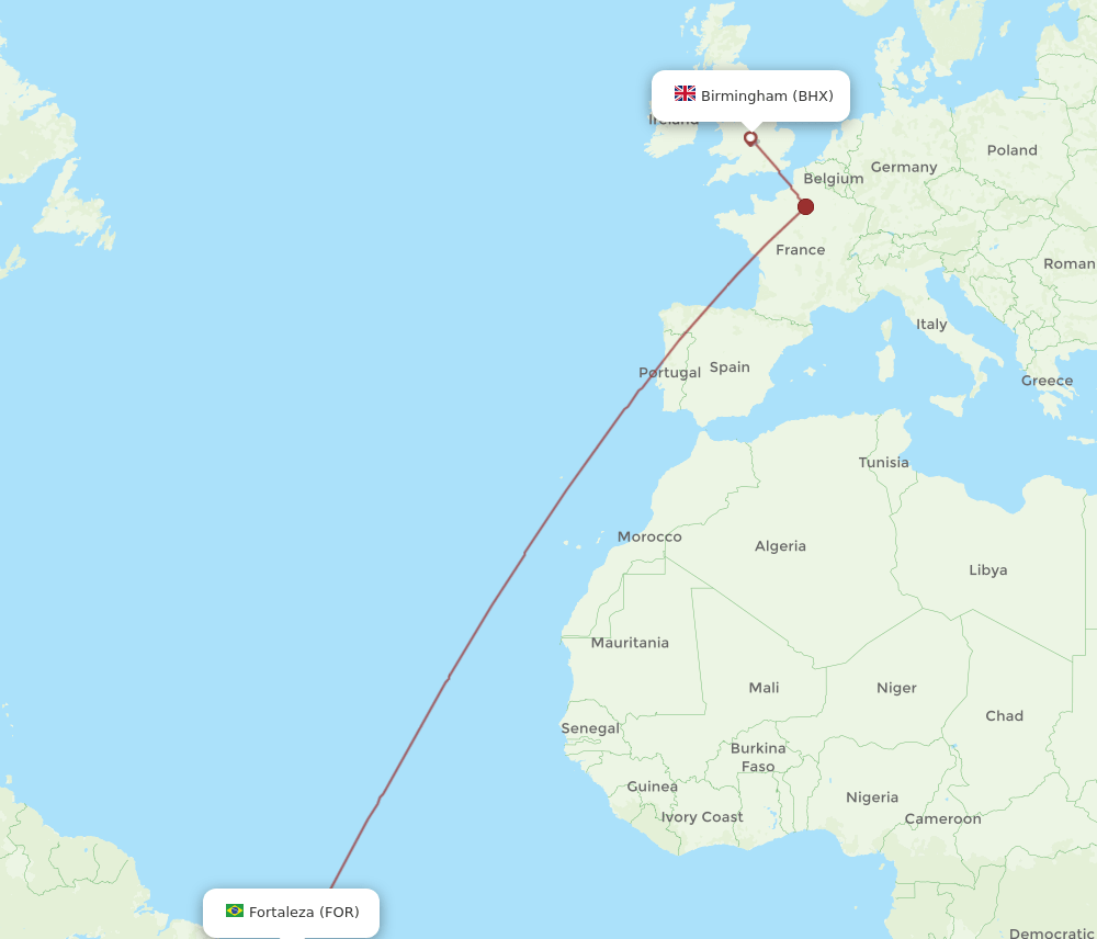 FOR-BHX flight routes