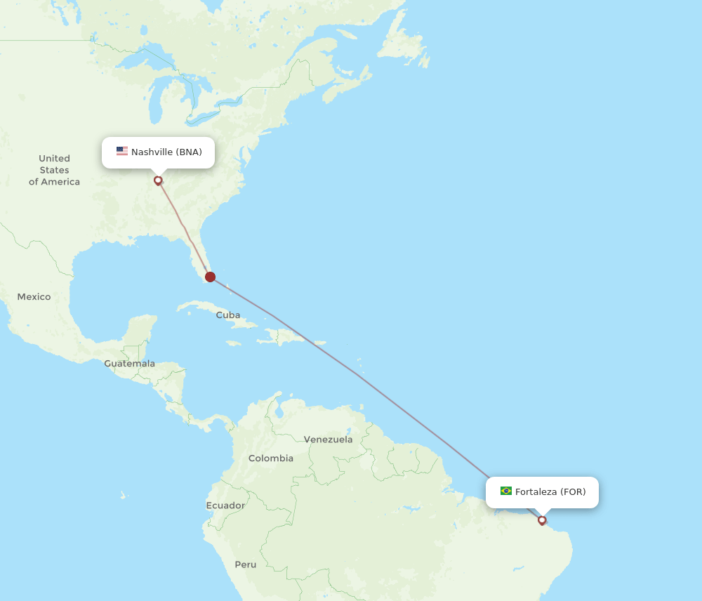 FOR-BNA flight routes