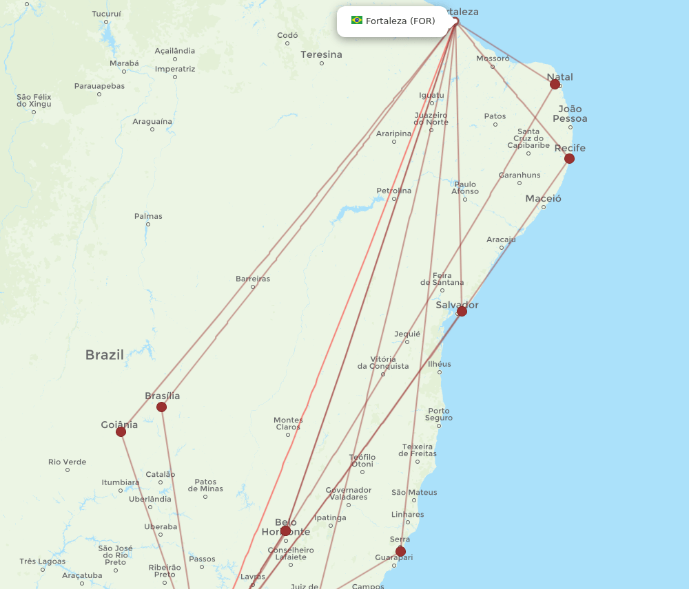 FOR to CGH flights and routes map