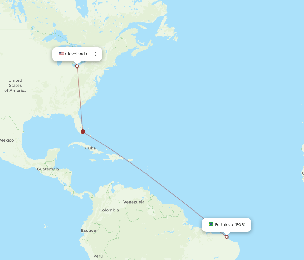 FOR-CLE flight routes