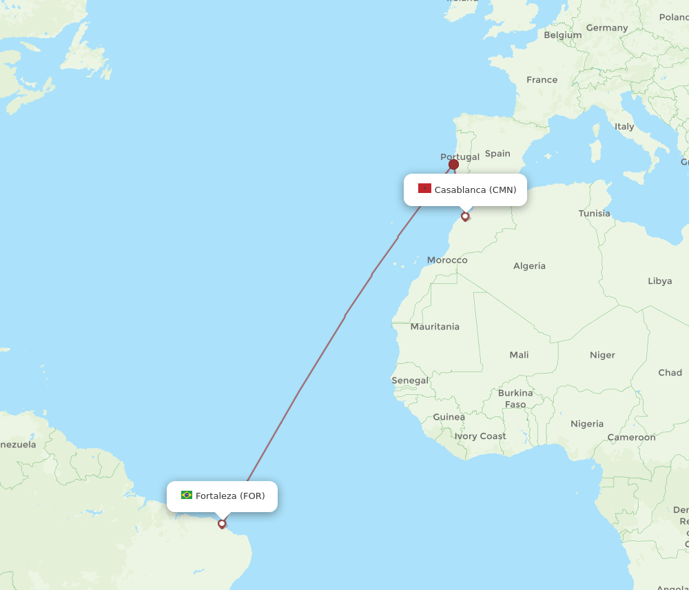 FOR to CMN flights and routes map