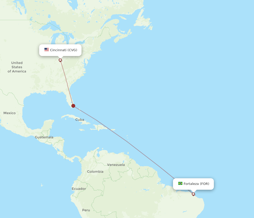 FOR-CVG flight routes