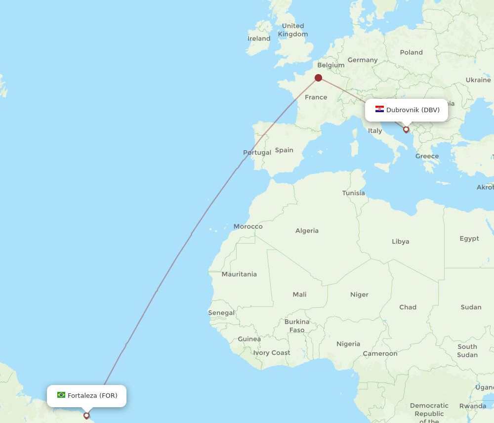 FOR-DBV flight routes