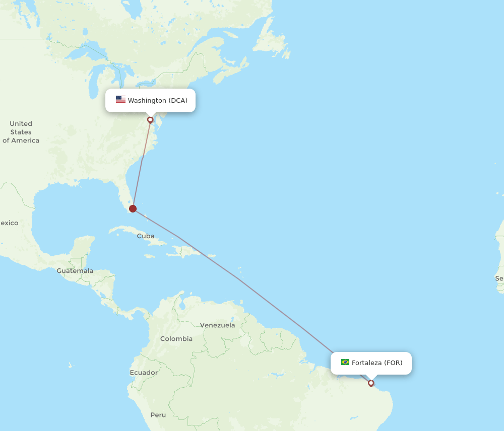FOR-DCA flight routes