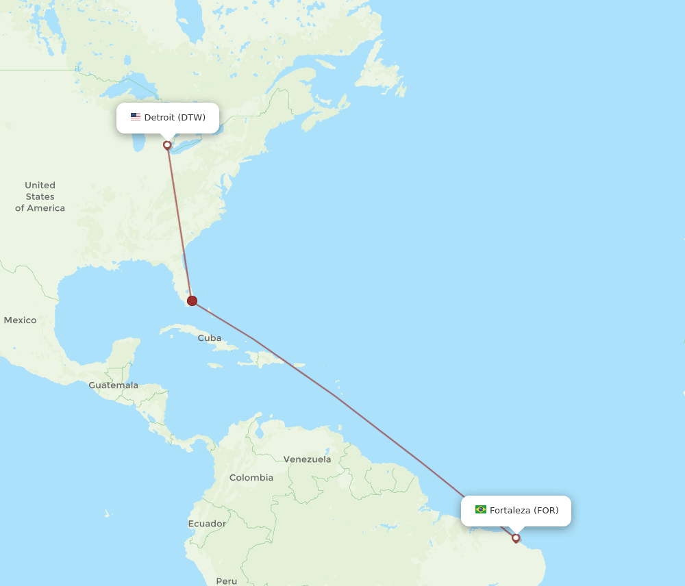 FOR-DTW flight routes