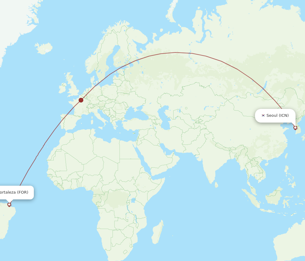 FOR to ICN flights and routes map