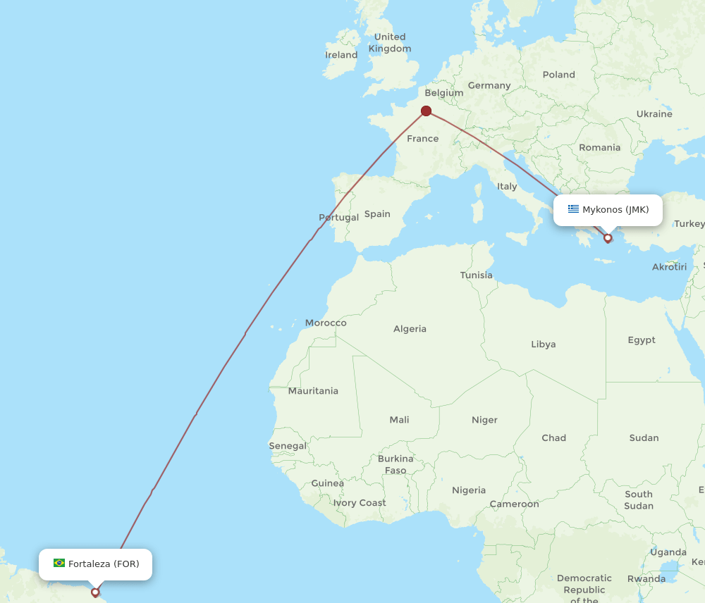 FOR-JMK flight routes
