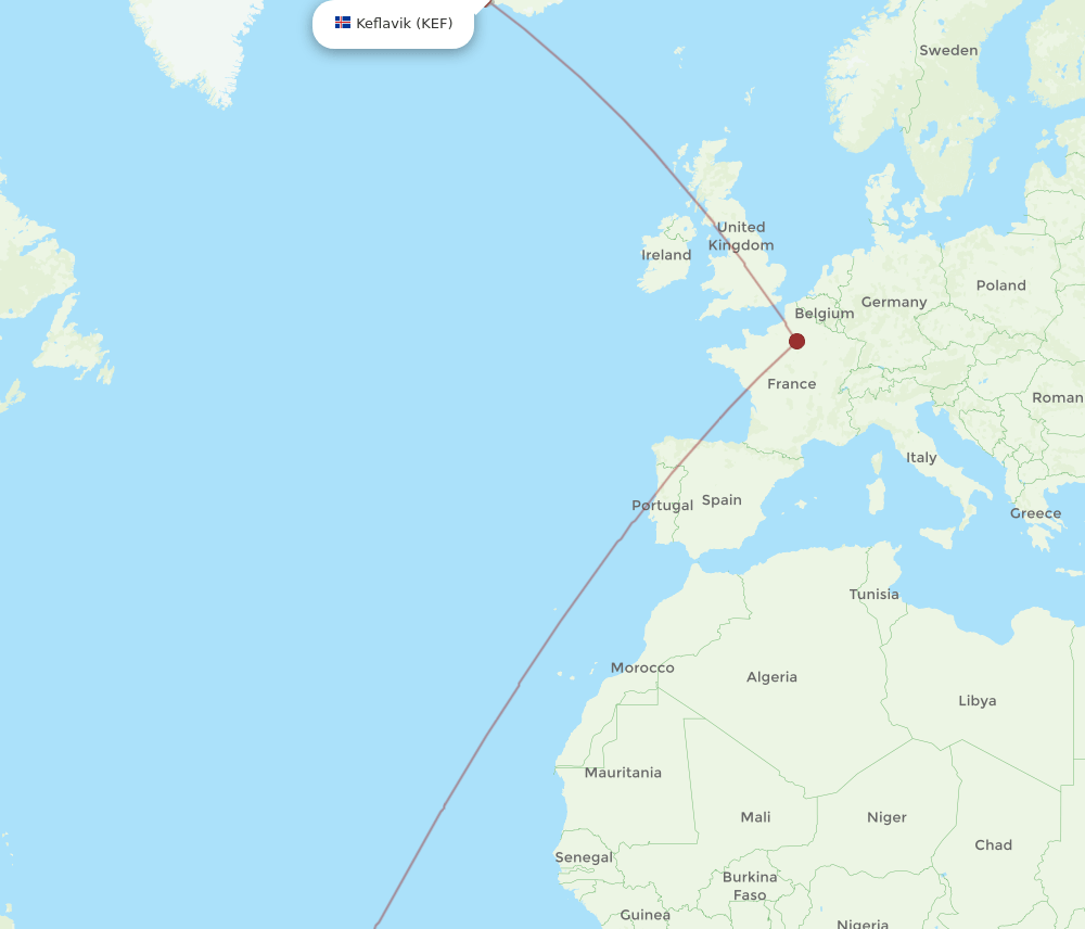 FOR-KEF flight routes