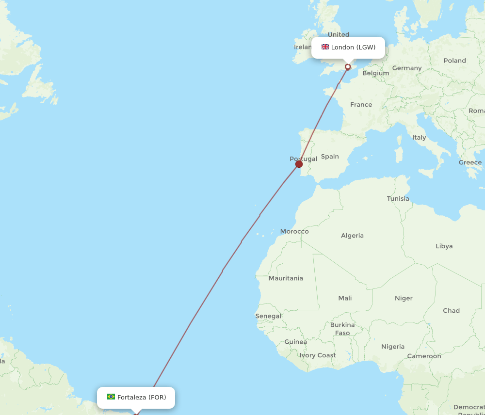 FOR-LGW flight routes