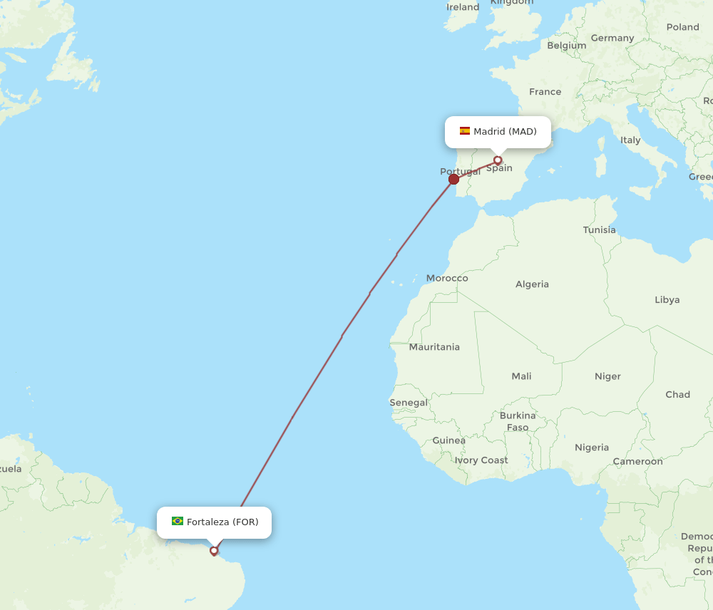 FOR to MAD flights and routes map