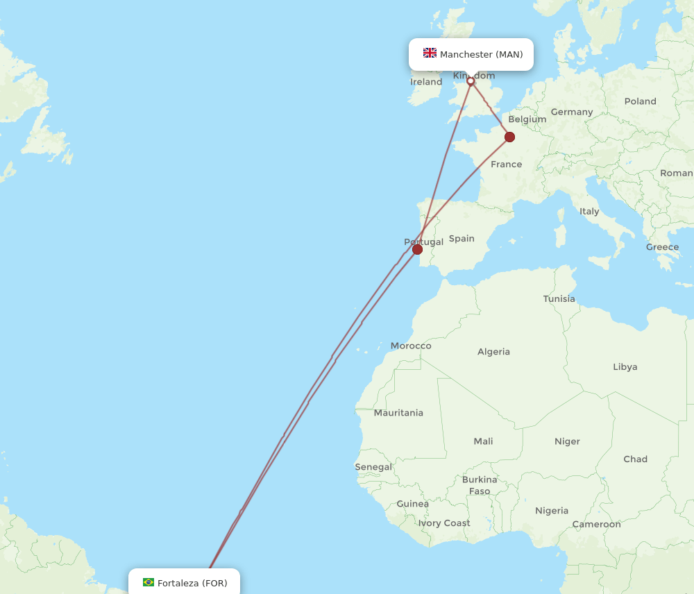 FOR to MAN flights and routes map
