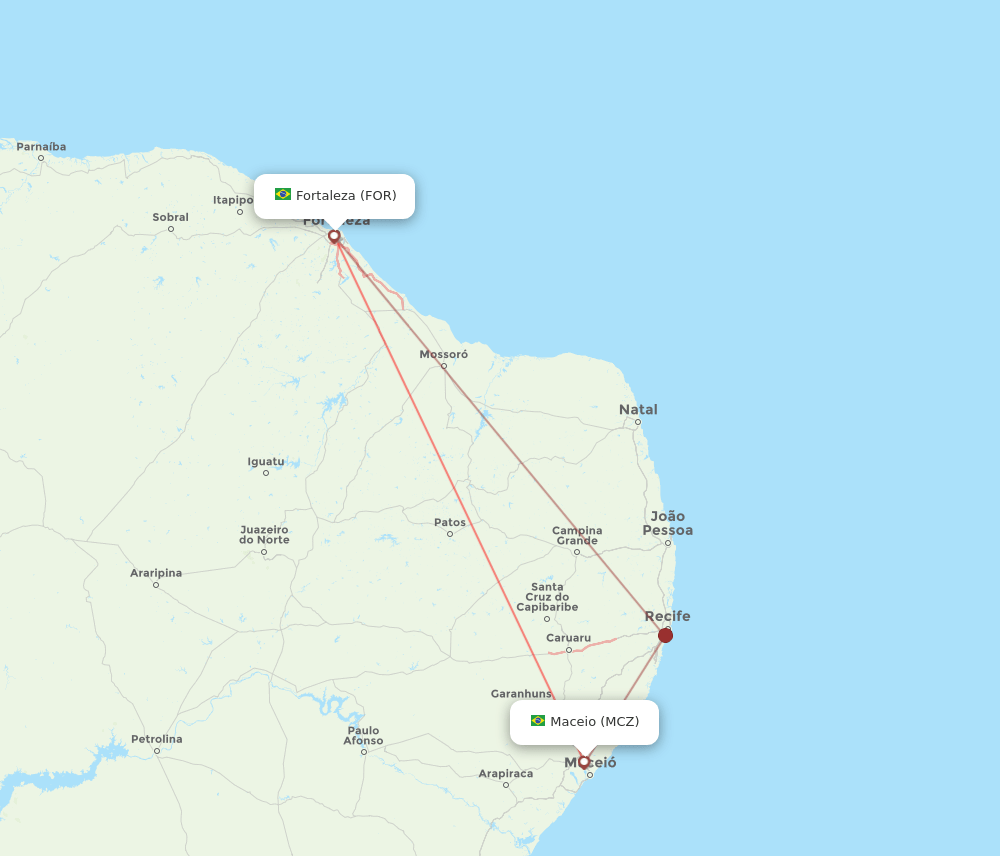 FOR to MCZ flights and routes map