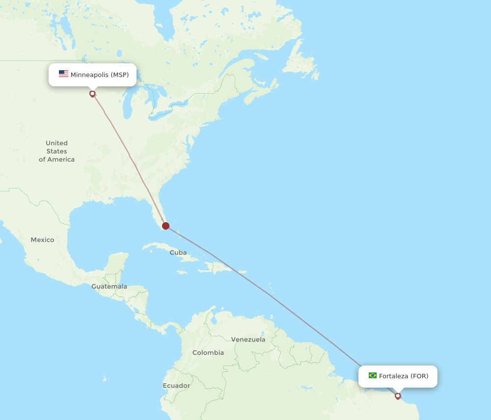 FOR to MSP flights and routes map