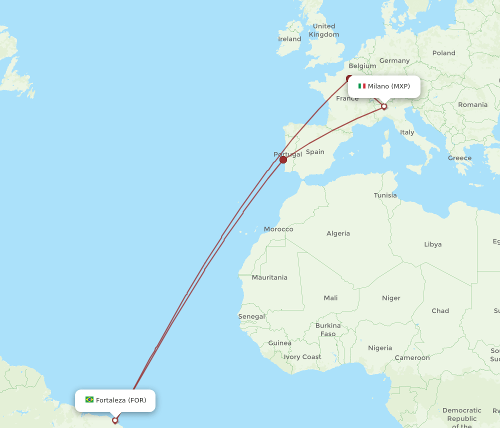 FOR-MXP flight routes