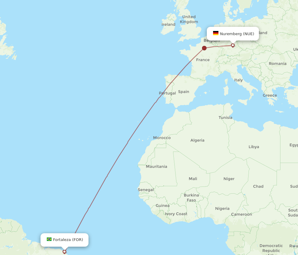 FOR-NUE flight routes
