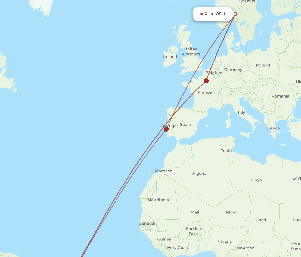 FOR-OSL flight routes
