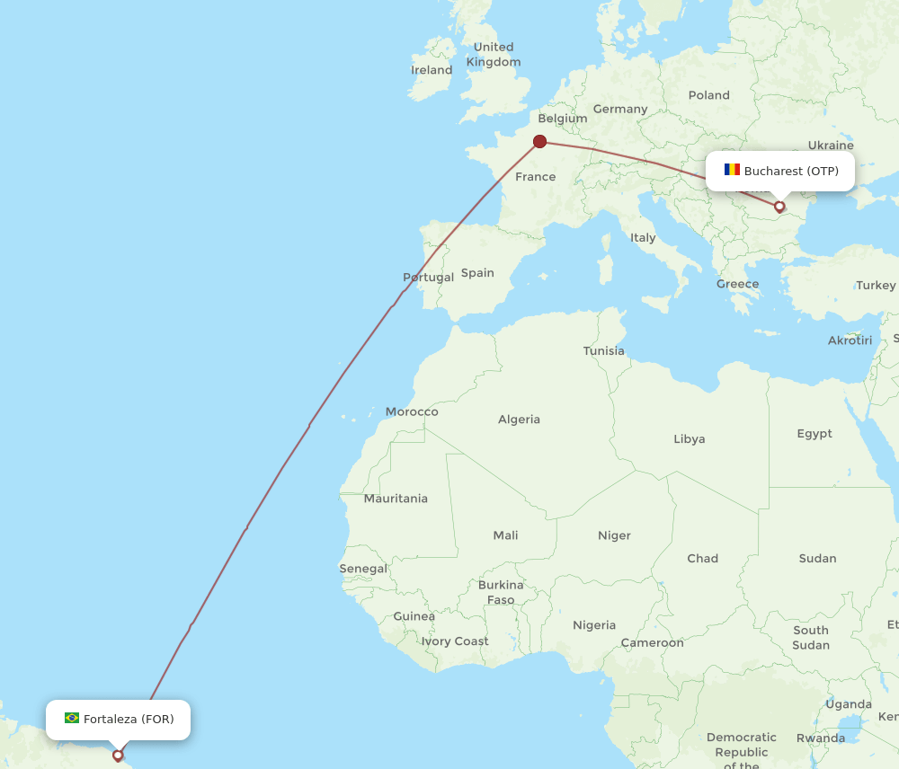 FOR to OTP flights and routes map