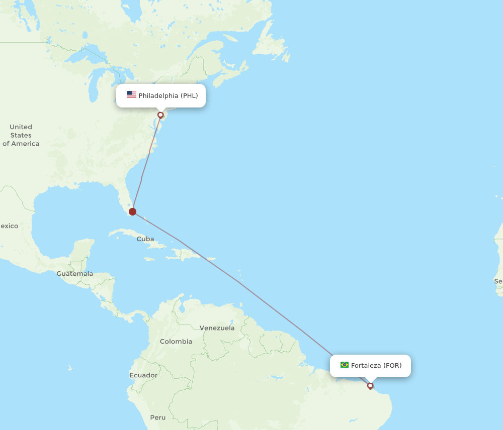 FOR-PHL flight routes