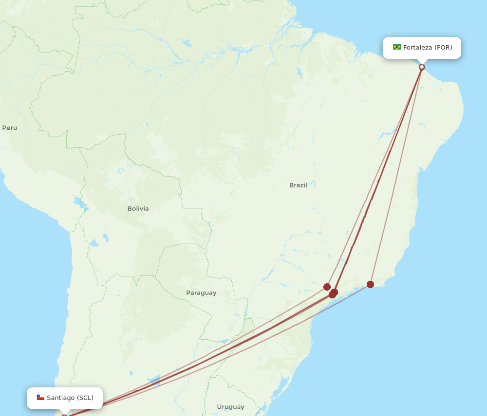 FOR to SCL flights and routes map