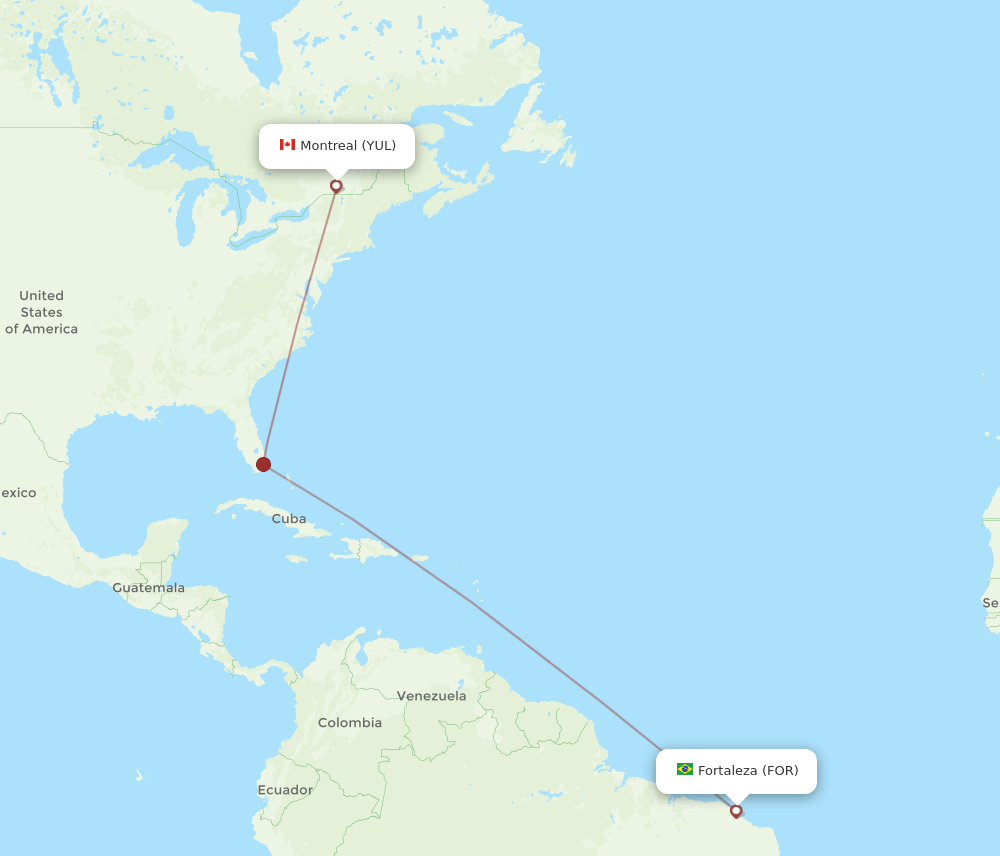 FOR to YUL flights and routes map