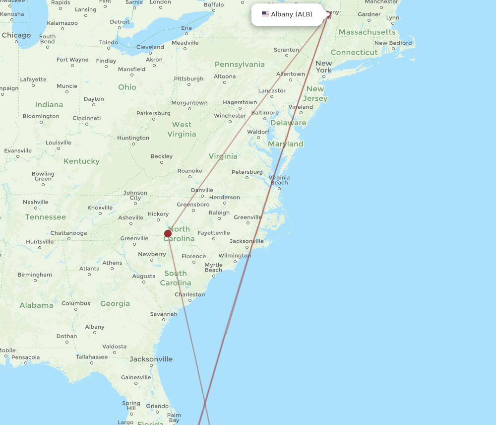 FPO-ALB flight routes