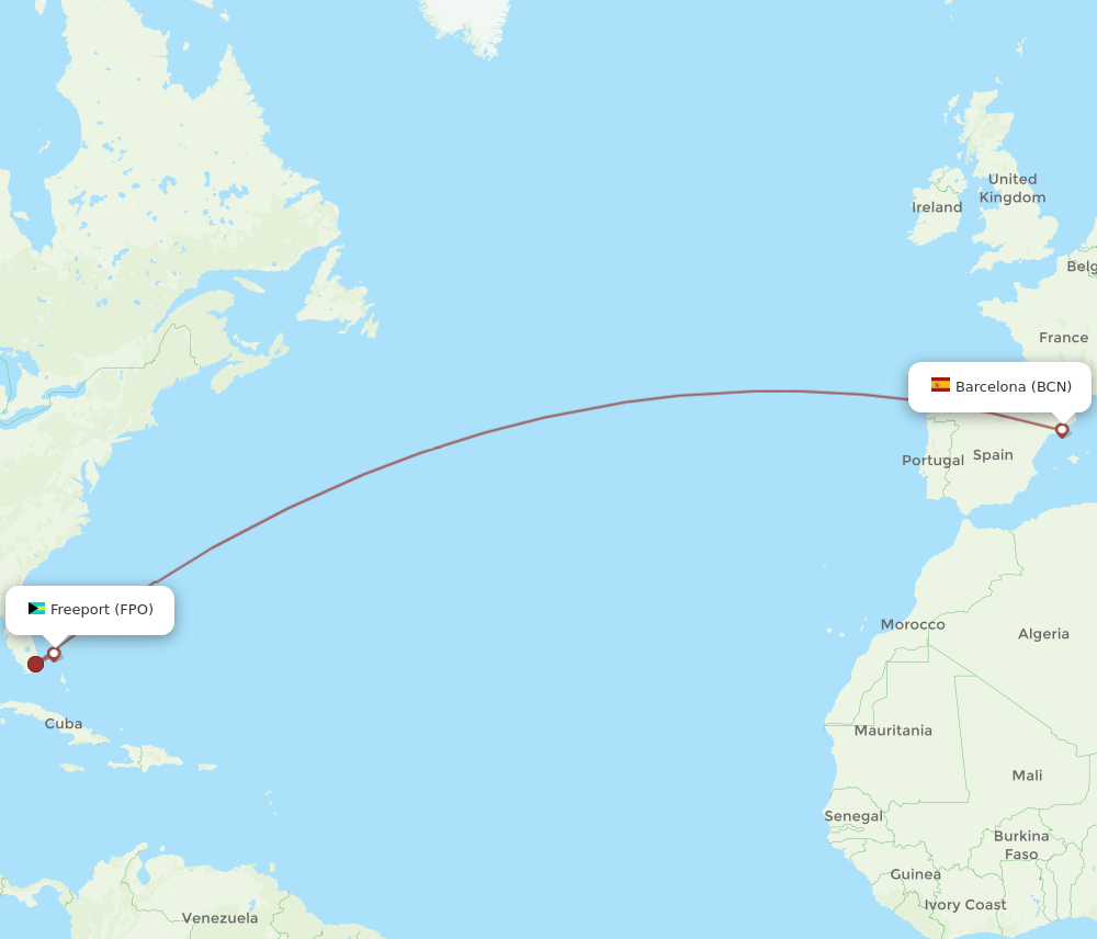 FPO-BCN flight routes