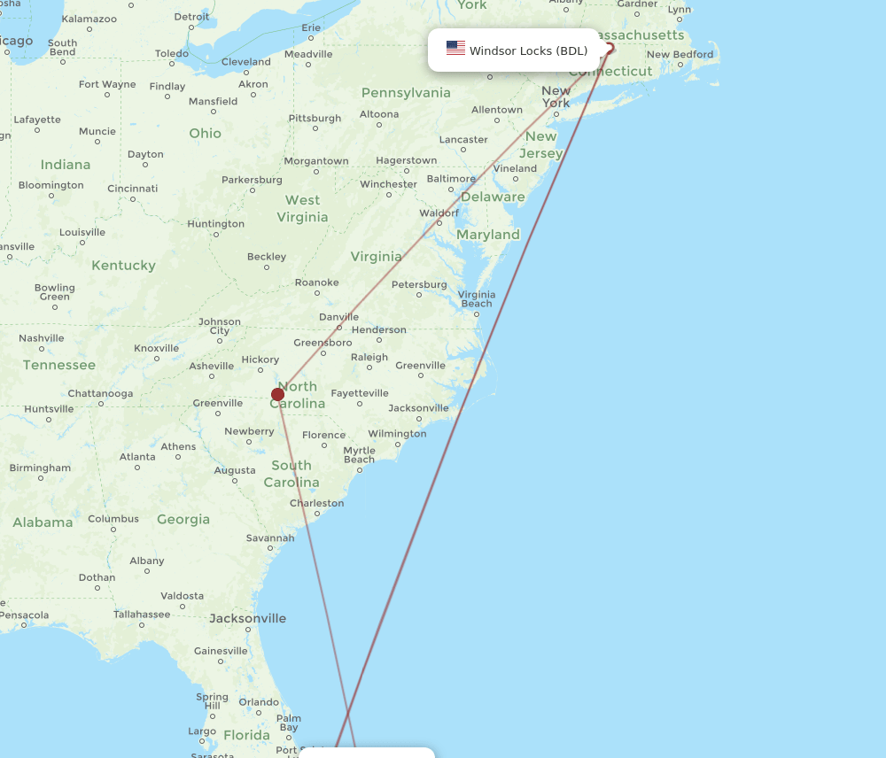 FPO-BDL flight routes
