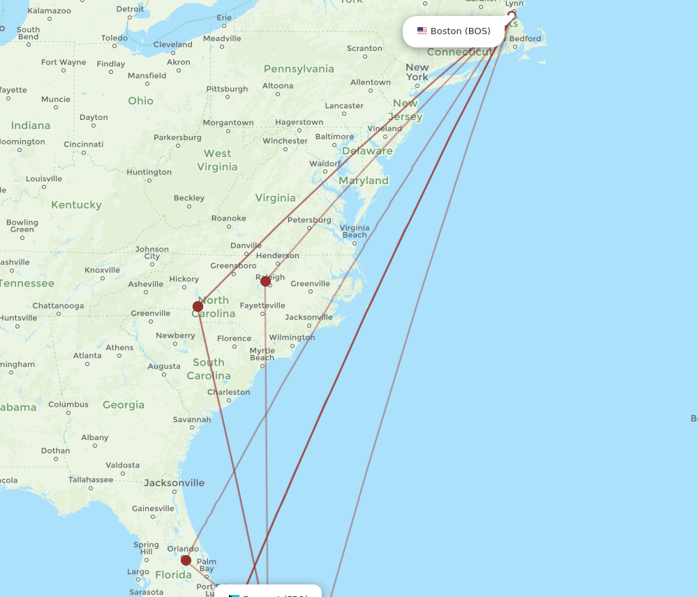 FPO-BOS flight routes
