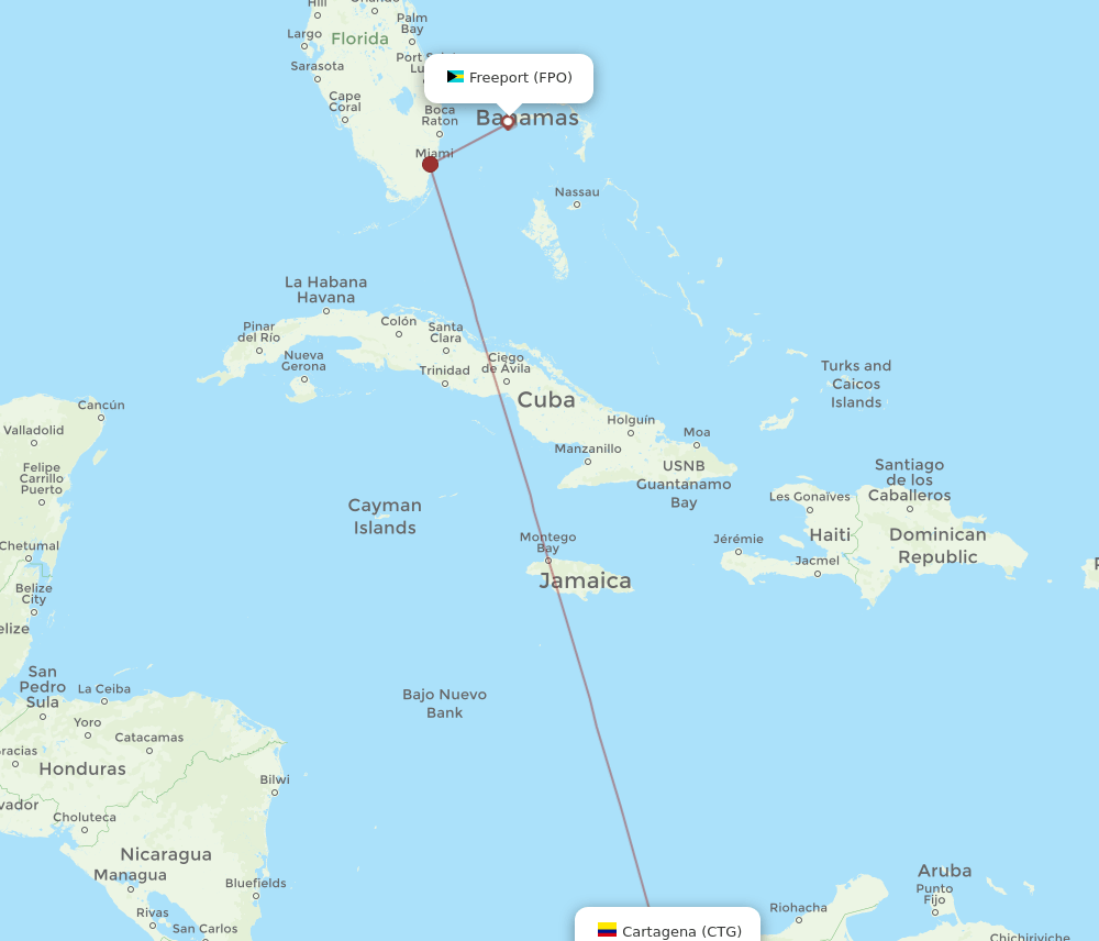 CTG to FPO flights and routes map