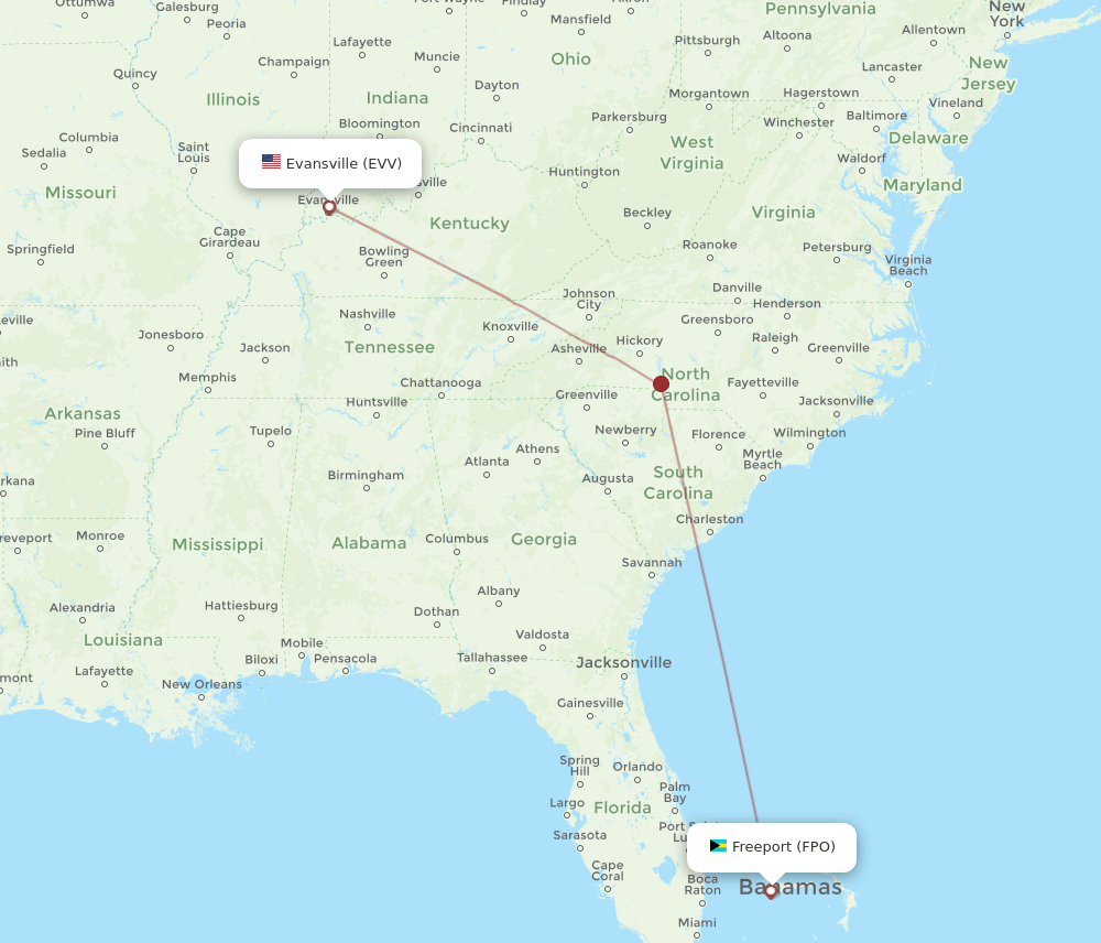 FPO-EVV flight routes