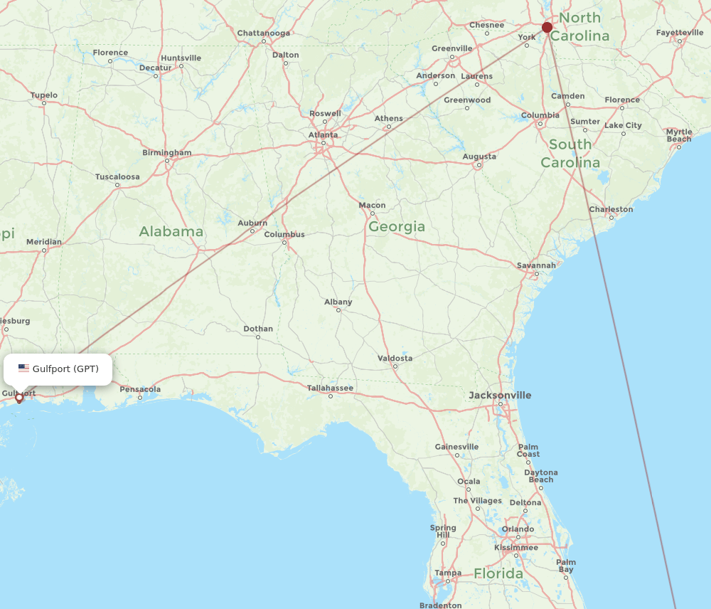 FPO-GPT flight routes