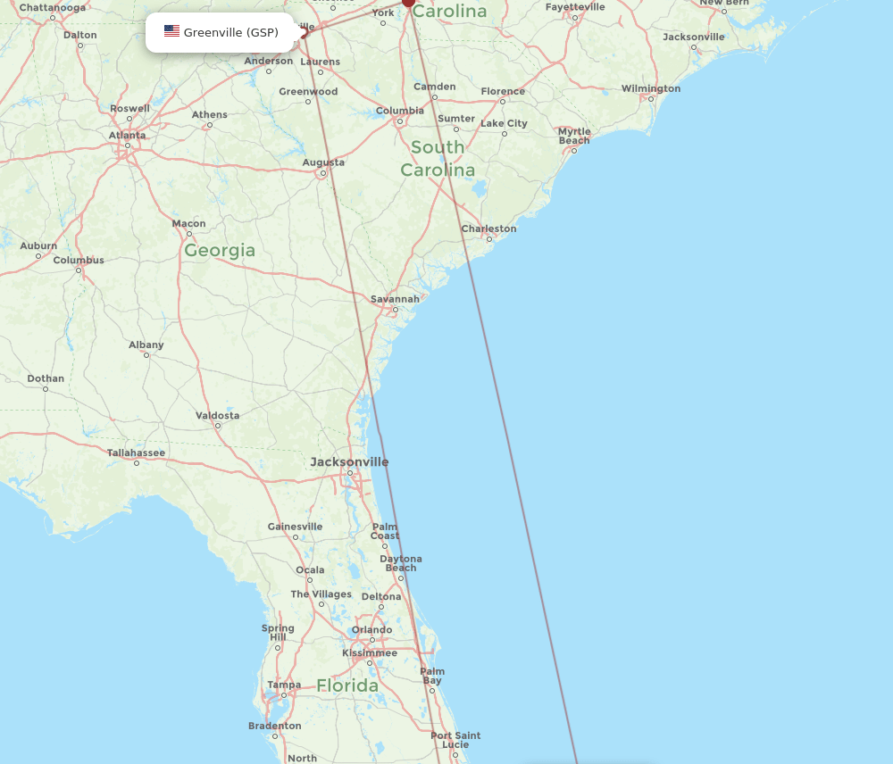 FPO-GSP flight routes