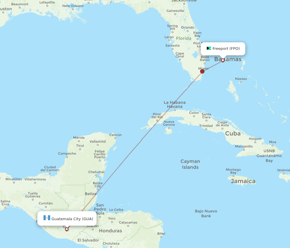 FPO-GUA flight routes