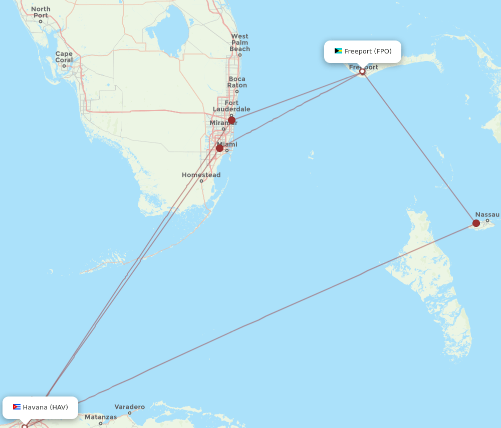 FPO to HAV flights and routes map