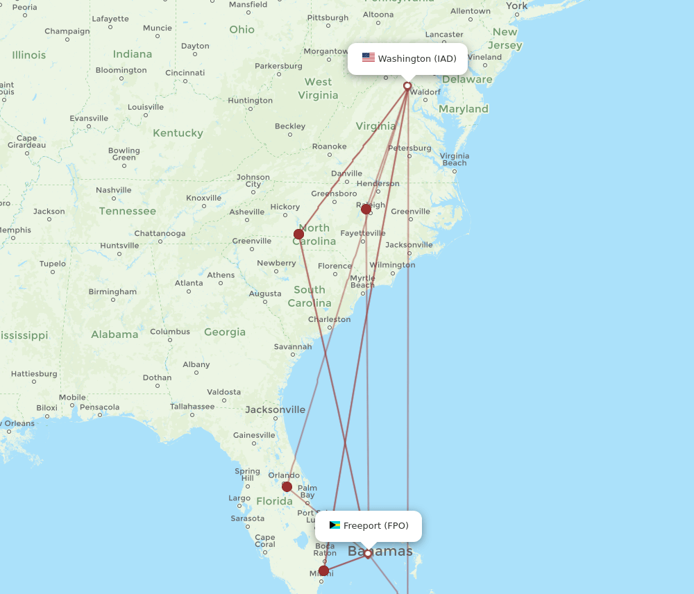 FPO-IAD flight routes
