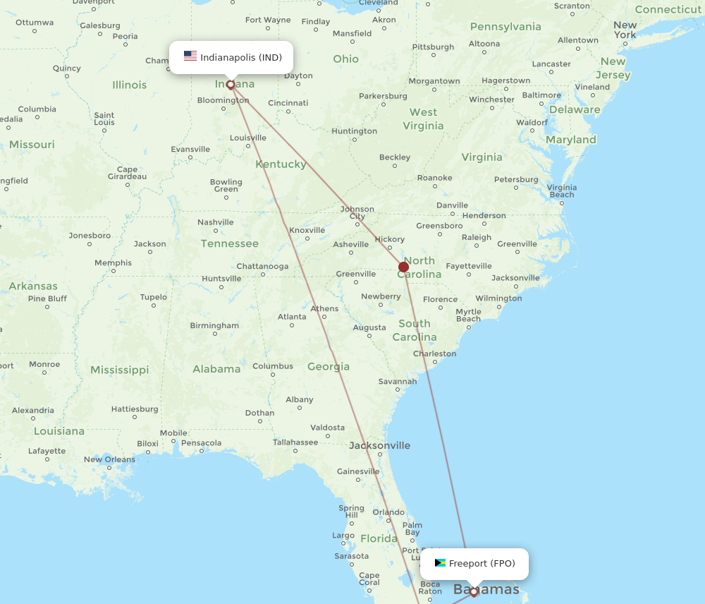 FPO-IND flight routes