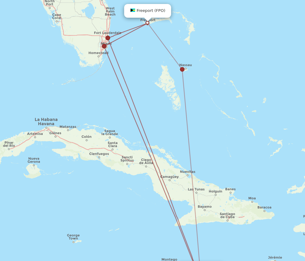 FPO-KIN flight routes