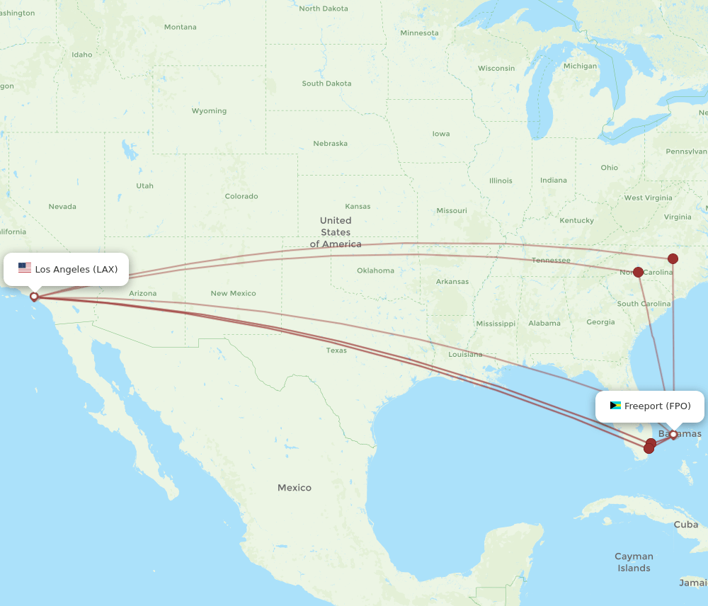 FPO-LAX flight routes