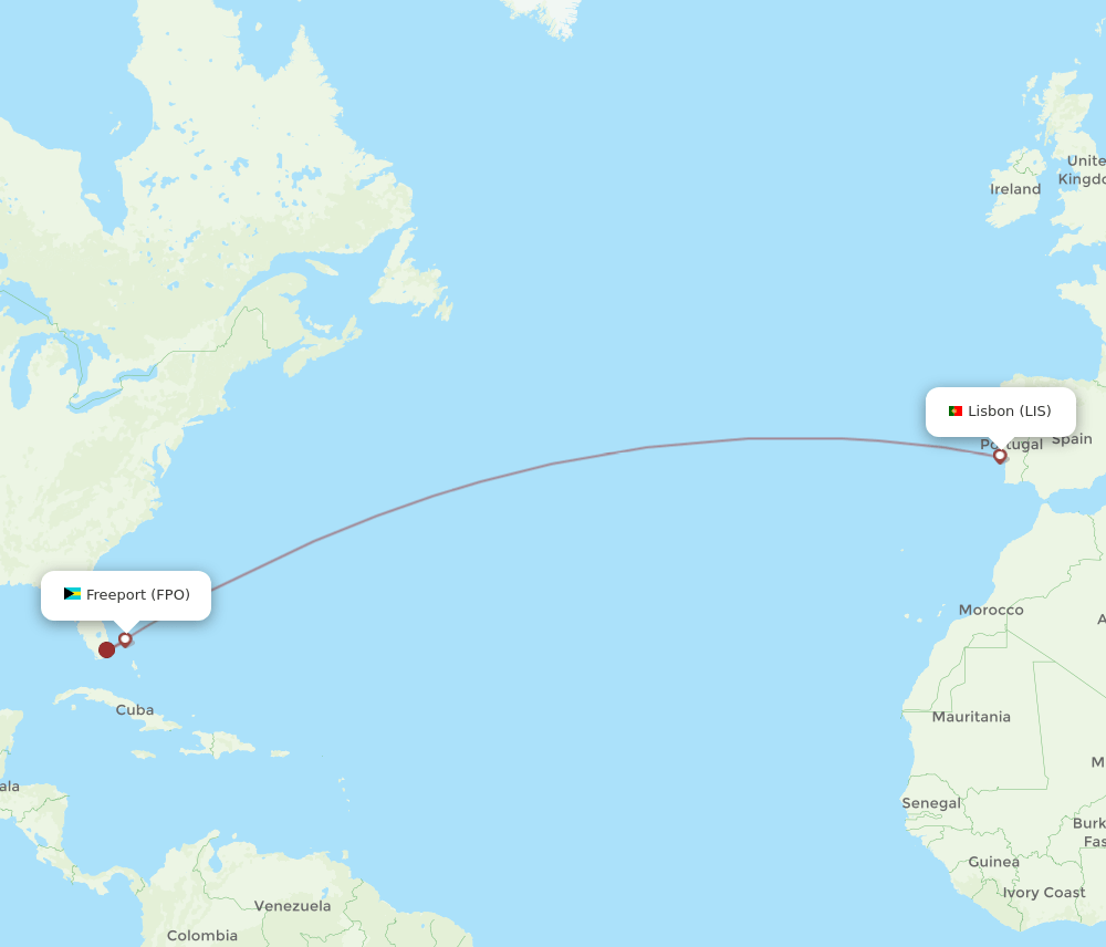 LIS to FPO flights and routes map