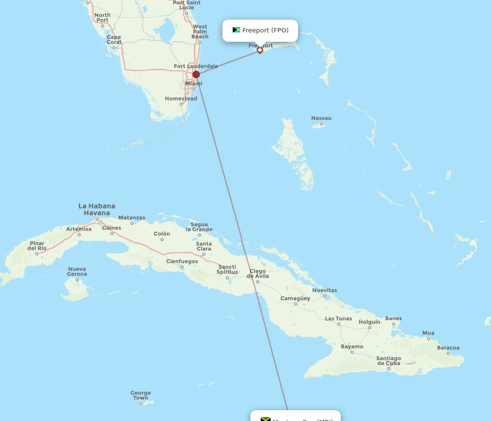 FPO-MBJ flight routes